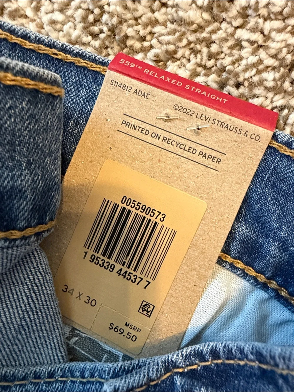 Levi's Men's Relaxed Straight Jeans in Medium & Dark Wash - 34x30 - Bundle of 2